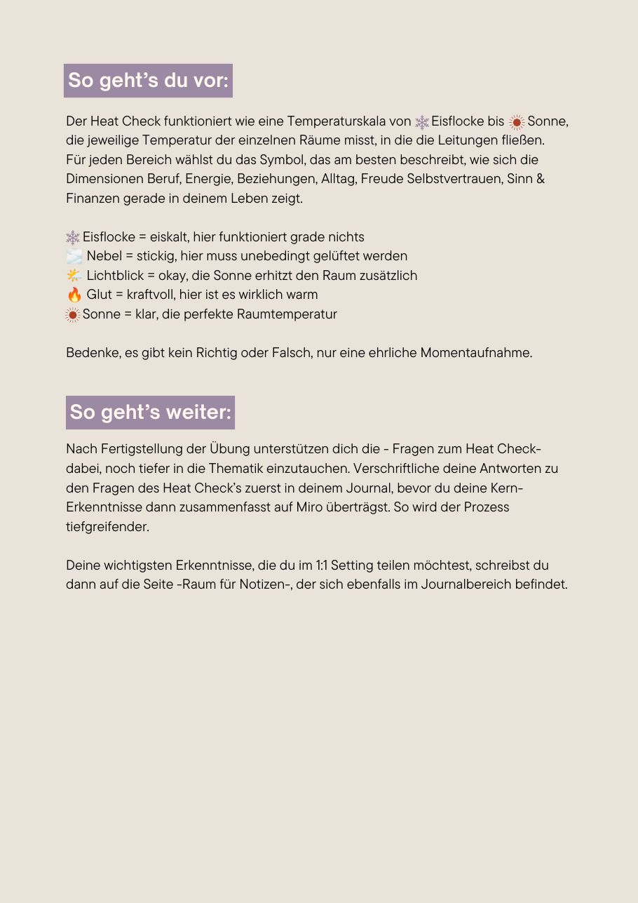 Workbook-Seite: Anleitung mit der Temperaturskala von Eisflocke bis Sonne